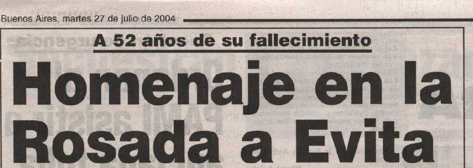 52 ANIVERSARIO DE LA MUERTE DE EVA PERON