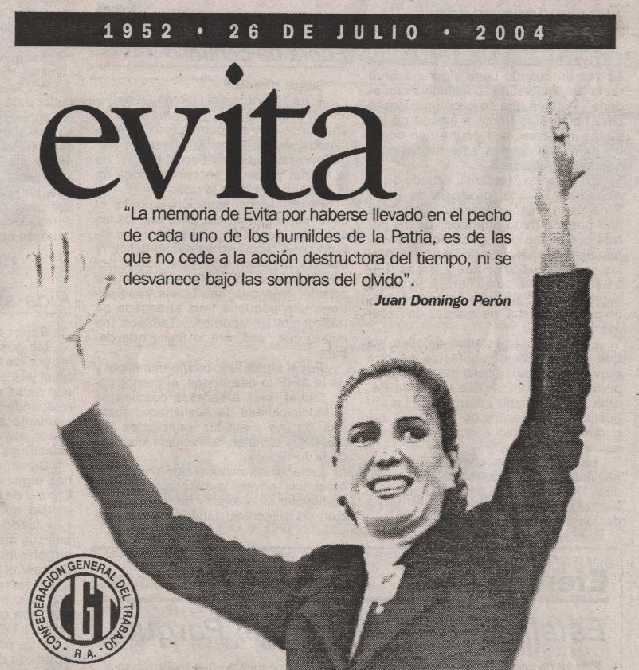 52 ANIVERSARIO DE LA MUERTE DE EVA PERON
