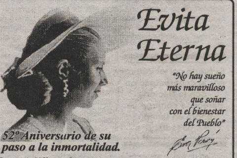 52 ANIVERSARIO DE LA MUERTE DE EVA PERON