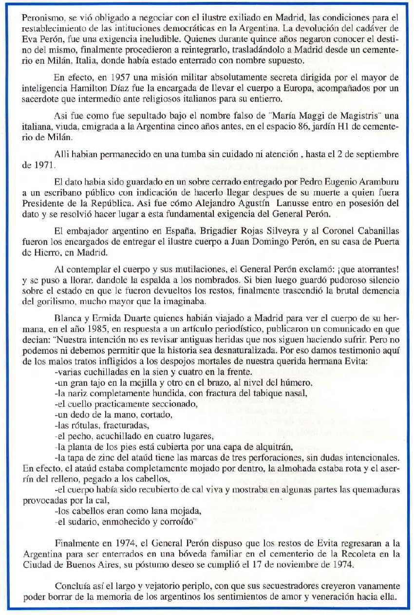 DESAPARECE EVA PERON