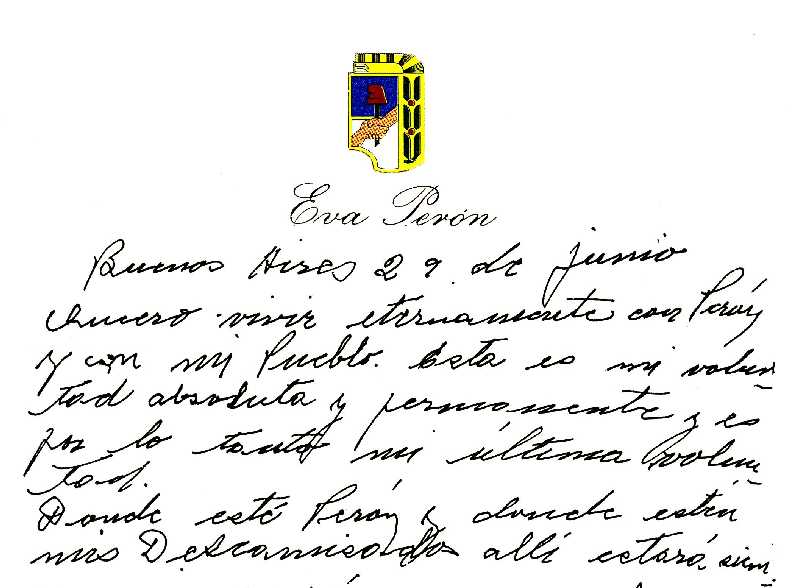 MANUSCRITO DE EVA PERON