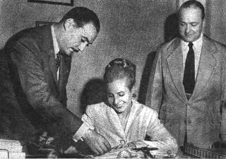 ACTIVIDADES DE EVA PERON CON SU HERMANO JUAN Y RAUL APOLD