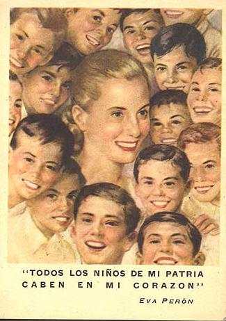POSTAL DE EVITA CON NI&Ntilde;OS